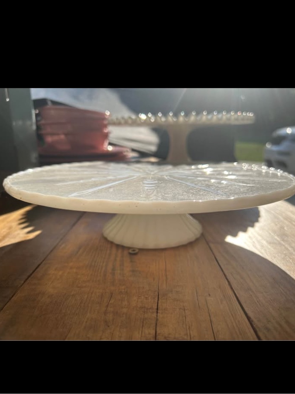 White Milk Glass Pedestal Cake Stand